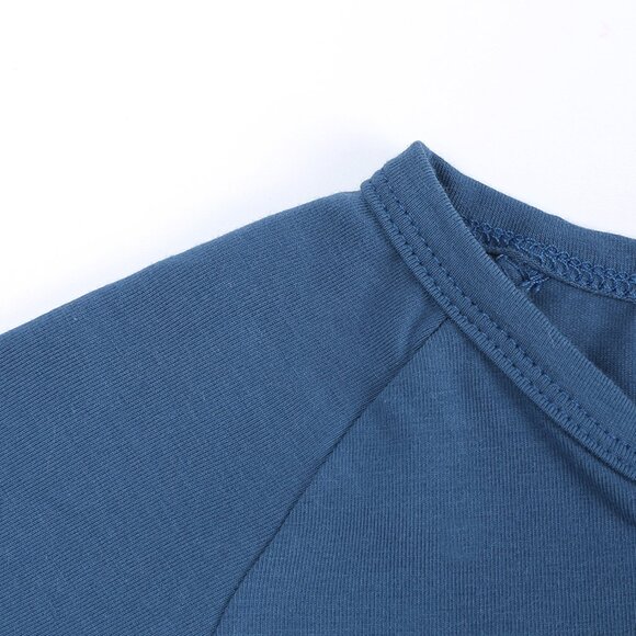 MONOGRAM-BABY ROMPER-*NWT* Short Sleeve Short Double Zipper Bodysuit Cotton Blue - Picture 9 of 16